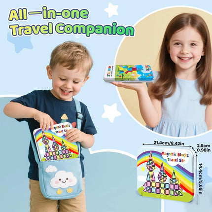 Magnetic Road Construction Blocks Set with Storage Box