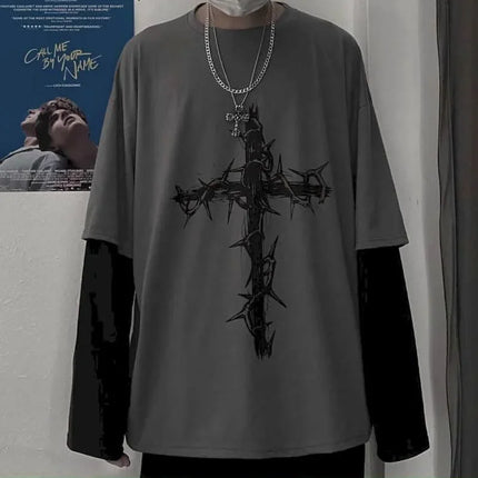 Men's Gothic Printed Long Sleeve T-Shirt