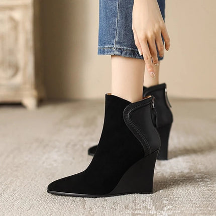 Women's Pointed-Toe Wedge Ankle Boots