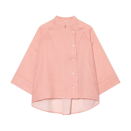 Striped Asymmetric Button Shirt