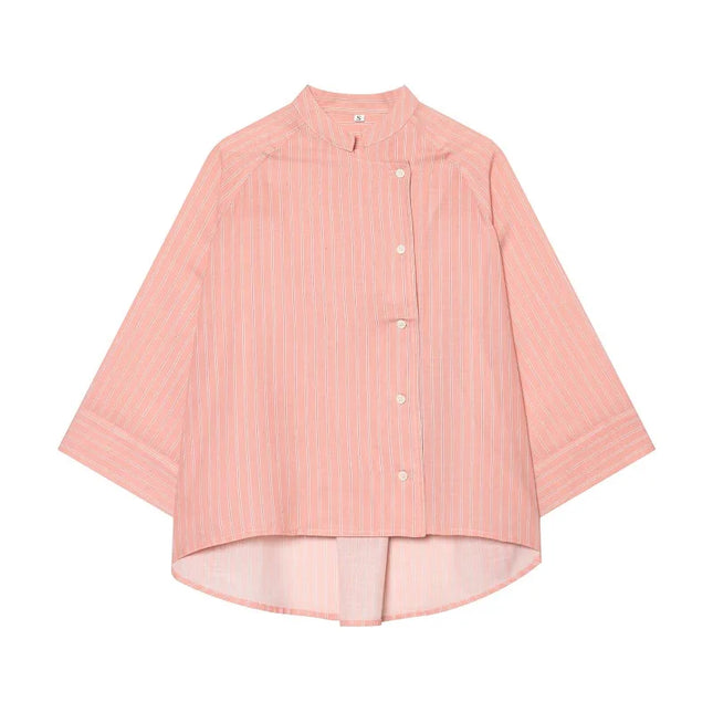 Striped Asymmetric Button Shirt