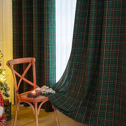 Christmas Grid Curtain Panel