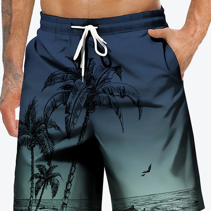 Coconut Tree Print Beach Shorts