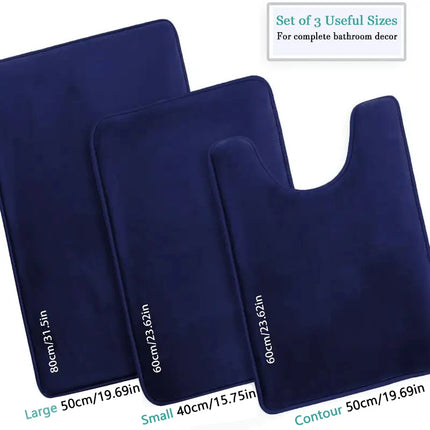 3-Piece Bathroom Floor Mat Set