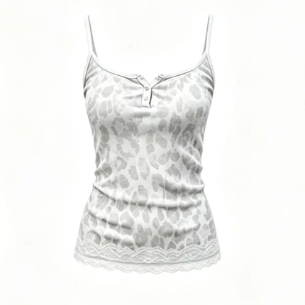 Women's Leopard Print Lace Crop Cami Top