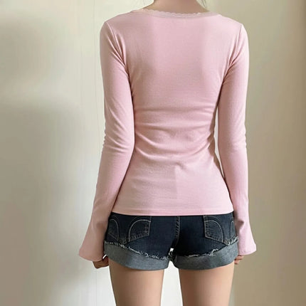 Women's Lace Trim V-Neck Top