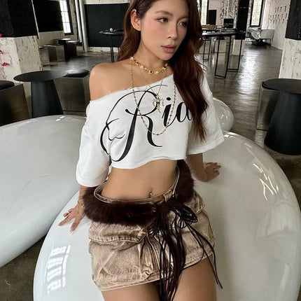 Women's Letter Print Crop Top