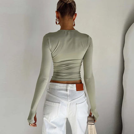 Women's Long Sleeve Slim Fit Crop Top