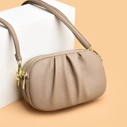 Ruched Double-Zipper Pouch