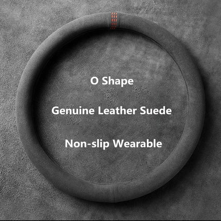 Suede and Cowhide Steering Wheel Cover