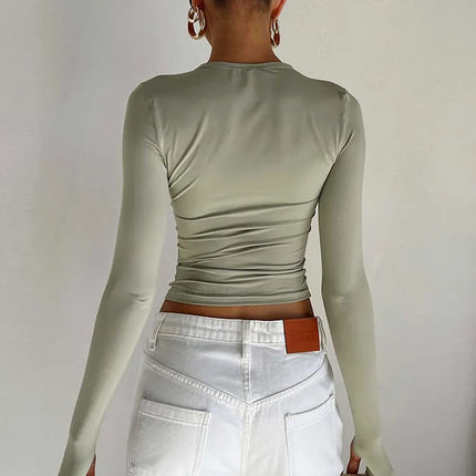 Women's Long Sleeve Slim Fit Crop Top