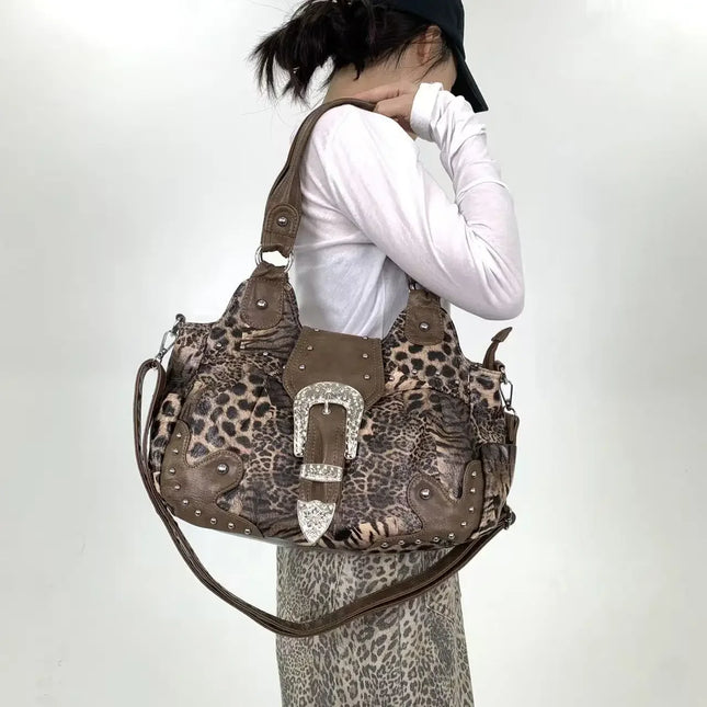Leopard Print Patchwork Bag
