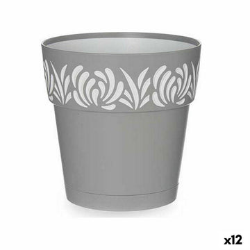 Self-watering flowerpot Stefanplast Gaia White Grey Plastic 15 x 15 x 15 cm (12 Units)