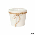 Planter Ibergarden White Brown Cloth Rope Plastic 18 x 16 cm 19,5 x 17,5 x 19,5 cm (24 Units)
