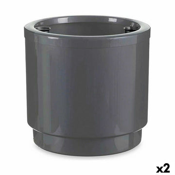 Self-watering flowerpot Ibergarden Silver polypropylene 38 x 37,5 x 38 cm 38 x 37 x 38 cm (2 Units)