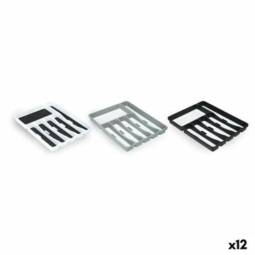 Cutlery Organiser Kinvara White Black Grey Natural rubber polypropylene TPR 32,5 x 4,5 x 40,5 cm (12 Units)