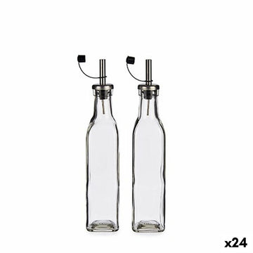 Oil and Vinegar Set Vivalto Transparent Metal Glass Silicone Stainless steel Crystal Plastic 300 ml 10,5 x 26 x 5,5 cm (24 Units