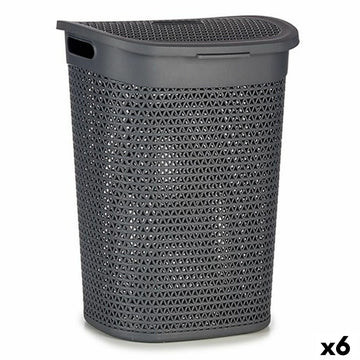 Laundry Basket Kipit Anthracite Plastic 60 L 43,5 x 57,5 x 34 cm 43,5 x 57 x 34 cm (6 Units)