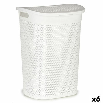Laundry Basket Kipit White Plastic 60 L 43,5 x 57,5 x 34 cm 43,5 x 57 x 34 cm (6 Units)