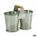 Planter Ibergarden Brown Silver Wood Zinc Double 20 x 15 x 10,2 cm (24 Units)