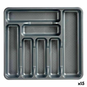 Cutlery Organiser Kinvara Grey Plastic 39 x 5 x 42,5 cm 42,5 x 5 x 39 cm (15 Units)