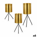Set of Planters Gift Decor Black Golden Metal 11,5 x 28,5 x 11,5 cm (6 Units)