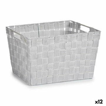 Laundry Basket Kipit White Polyester Cloth Braiding 10 L 35 x 20 x 25 cm 25 x 20 x 35 cm (12 Units)