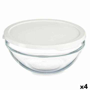 Round Lunch Box with Lid Pasabahce Chefs White 1,7 L (4 Units)