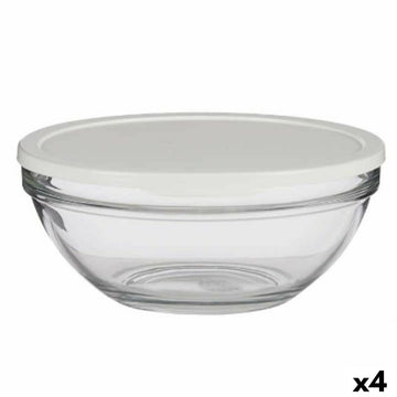 Round Lunch Box with Lid Pasabahce Chefs White 2,5 L (4 Units)