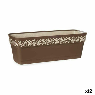 Planter Stefanplast Gaia Brown Plastic 18 x 17 x 49,5 cm 49,5 x 17 x 18 cm (12 Units)