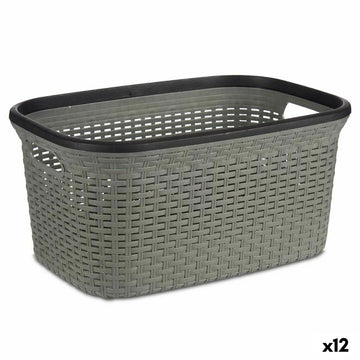 Laundry Basket Kipit Black Grey Plastic 36 L 36 x 25,5 x 53 cm (12 Units)