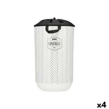 Laundry Basket Kipit Vintage White Cloth Plastic 40 L 34 x 52,5 x 34 cm (4 Units)