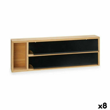 Paper dispenser Kinvara Black Natural Bamboo Stainless steel 40 x 7 x 13 cm Double (8 Units)