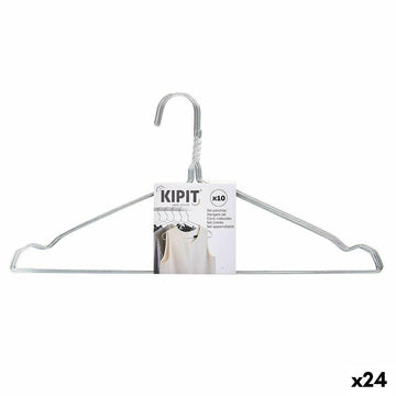 Set of Clothes Hangers Kipit Silver Metal 40 x 1 x 20 cm (24 Units)