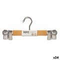Set of Clothes Hangers Kipit Brown Silver Wood Metal 28,5 x 2,5 x 11,5 cm 28,5 x 11,5 x 4 cm 28,5 x 11,5 x 6 cm Clamps (24 Units