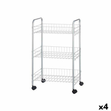 Vegetable trolley Kinvara Silver Metal polypropylene Plastic 37 x 27 x 62,3 cm 26,5 x 56 x 8,5 cm (4 Units)