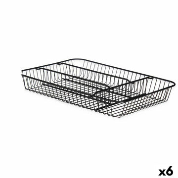 Cutlery Organiser Kinvara Black Metal 26 x 4,7 x 35,5 cm 26 x 5,5 x 35,5 cm (6 Units)