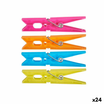 Clothes Pegs Multicolour Plastic 15 x 29 x 4,5 cm 1,2 x 9,5 x 9,5 cm Set 24 Pieces (24 Units)