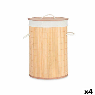 Laundry basket Kipit Natural Cotton Polyester Metal Bamboo Viscose MDF Wood 48 L 37 x 50 x 37 cm (4 Units)