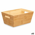 Multi-purpose basket Kinvara Natural Wood Bamboo MDF Wood 25 x 12 x 15 cm 15 x 29 x 8,5 cm With handles (12 Units)