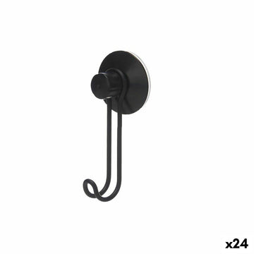Hook for hanging up Berilo Black Steel ABS 6 x 13 x 4 cm (24 Units)