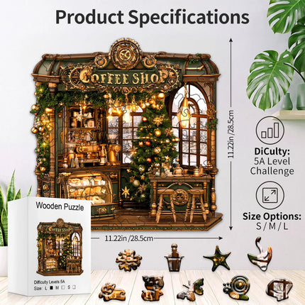 Christmas Coffee Shop Wooden Puzzle