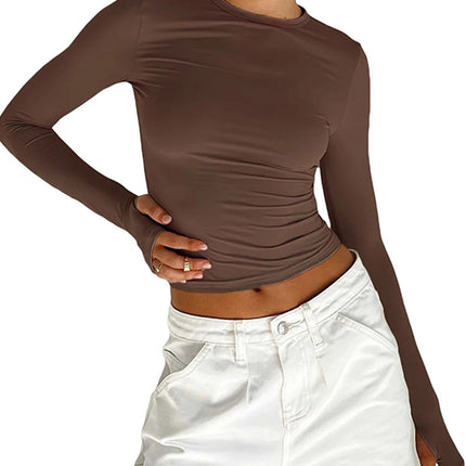 Women's Long Sleeve Slim Fit Crop Top