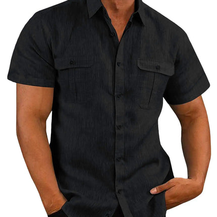 Men’s Linen Stand Collar Shirt