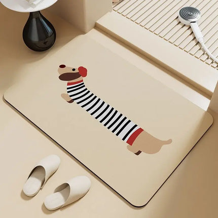 Cute Dachshund Puppy Absorbent Floor Mat