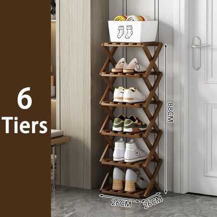 Foldable Bamboo Shoe Rack