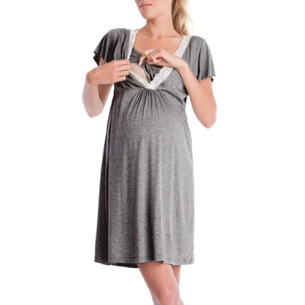 Lace Patchwork Maternity Nursing Dress