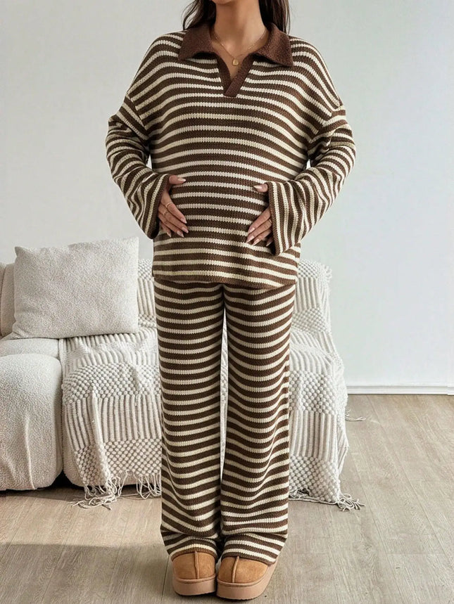 2-Piece Maternity Polo Shirt and Pants Set
