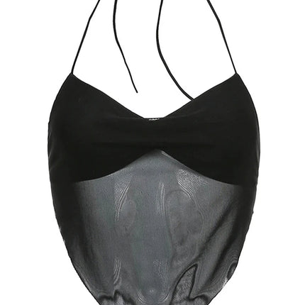Women's Mesh Halter Crop Top
