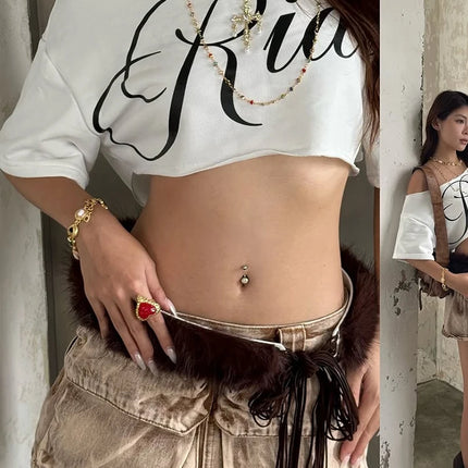 Women's Letter Print Crop Top